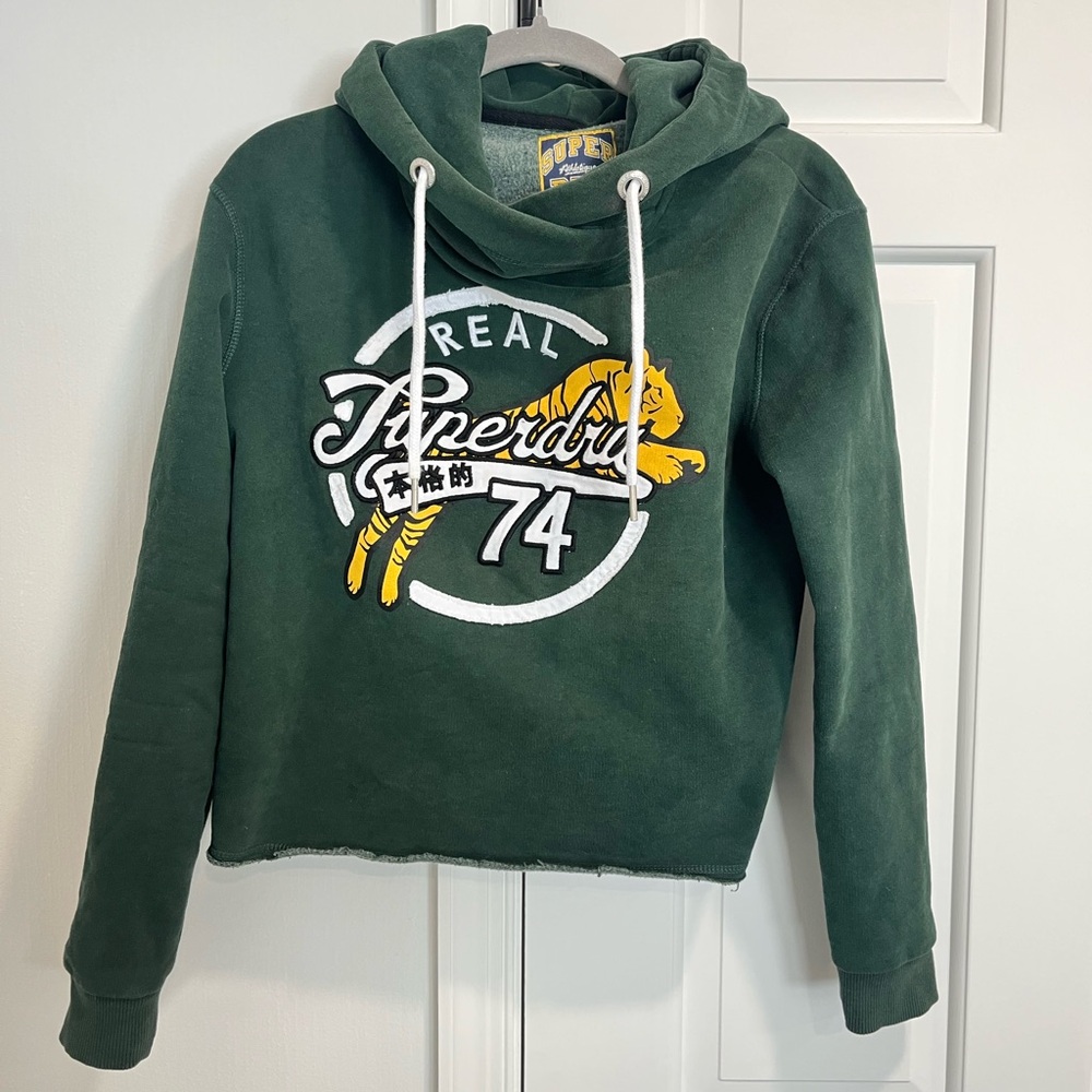 Superdry Forest Green Hoodie with Tiger Graphic